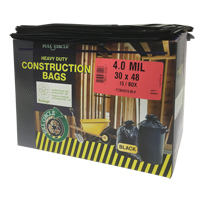 Contractor Liners, Strong, 30" W x 48" L, 4 mils, Black, 124.91 L (33 Gal.) Capacity Fastek