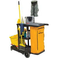 Janitor Cleaning Cart, 51" x 20" x 38", Plastic, Black JG813 | Fastek