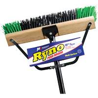 Ryno Push Broom with Braced Handle, 18", Stiff, PVC Bristles Fastek