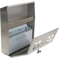 Smoking Receptacle, Wall-Mount, Stainless Steel, 1.6 Litres Capacity, 13-4/5" Height Fastek