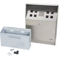 Smoking Receptacle, Wall-Mount, Stainless Steel, 1.6 Litres Capacity, 13-4/5" Height Fastek