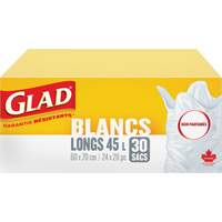 Tall 45L Unscented Garbage Bags, Regular, 24" W x 28" L, White Fastek