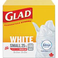 Small 25L Febreze Garbage Bags, Regular, 20" W x 20" L, White Fastek