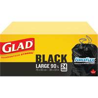 90L Garbage Bags, Regular, 30" W x 33" L, Black Fastek