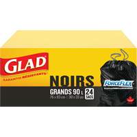 90L Garbage Bags, Regular, 30" W x 33" L, Black Fastek