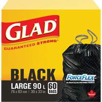 90L Garbage Bags, Regular, 30" W x 33" L, Black, Draw String JP296 | Fastek