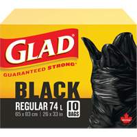 74L Garbage Bags, Regular, 26" W x 33" L, Black Fastek