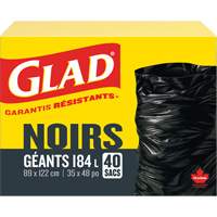 184L Garbage Bags, Regular, 35" W x 48" L, Black Fastek
