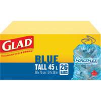 45L Recycling Bags, Regular, 24" W x 28" L, Blue Fastek
