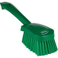 Short-Handled Washing Brush, Soft Bristles, 10-1/2" Long, Green Fastek