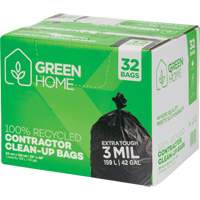 Green Home Garbage Bags, Strong, 33" W x 48" L, 3 mils, Black, 159 L (42 Gal.) Capacity Fastek