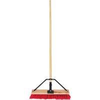 Push Broom with Braced Handle, 18", Medium, PVC Bristles Fastek
