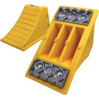 40 Ton Large Equipment Wheel Chock with Aluminum Cleats, Urethane, Yellow Fastek
