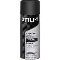 UTILI-T General Purpose Enamel Spray Paint, Black, Flat, 10 oz./283 g, Aerosol Can Fastek