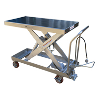 Pneumatic Hydraulic Scissor Lift Table, Stainless Steel, 47-1/2" L x 24" W, 2000 lbs. Cap. Fastek