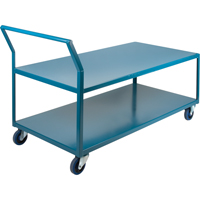 Heavy-Duty Low Profile Shop Carts, 2 Tiers, 30" W x 60" D x 40" H, 1200 lbs. Cap. Fastek