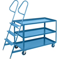 Stock Picking Carts, Steel, 24" W x 64" D, 3 Shelves, 1200 lbs. Capacity Fastek