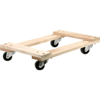 Wood Dollies - Medium-Duty, Polyolefin Wheels, 900 lbs. Capacity, 18" W x 30" D x 7" H Fastek