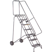 Fold-N-Store Rolling Ladders, 7 Steps, Perforated, 70" High MD590 | Fastek