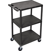 Utility Cart, 3 Tiers, 18" x 40" x 24", 400 lbs. Capacity Fastek