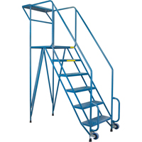 Mechanics/Maintenance Rolling Ladder, Steel, 6 Steps, 57" Platform Height Fastek