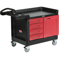 Trademaster Mobile Cabinets & Work Centres, 4 Drawers, 49" L x 26-1/4" W x 38" H, Black Fastek