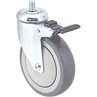 Zinc Plated Caster, Swivel with Brake, 4" (102 mm) Dia., 200 lbs. (91 kg.) Capacity MI946 | Fastek