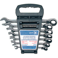 Jeu de cl&eacute;s r&eacute;versibles longues RCWS-7MR, Combinaison &agrave; cliquet, 7 morceaux, M&eacute;trique Fastek