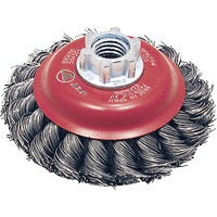 BK420T Knot Twisted Conical Brush, 4" Dia., 0.02" Fill, 5/8"-11 Arbor, Steel Fastek
