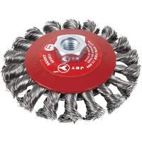 Knot Twisted Conical Bevel Brush, 6" Dia., 0.02" Fill, 5/8"-11 Arbor, Steel Fastek