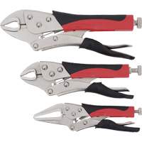 Cushion Grip Locking Plier Set, 6"/10"/7" Length, Curved Jaw/Long Nose Fastek
