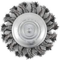 Shaft Mounted Knot Twisted Radial Brush, 3" Dia., 0.02" Fill, 1/4" Arbor, Stainless Steel Fastek