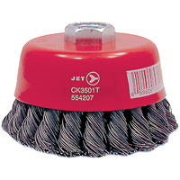 CK3501T High Performance Knot Twisted Cup Brush, 3-1/2" Dia., 0.02" Fill, 5/8"-11 Arbor, Steel Fastek
