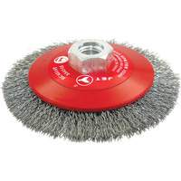 High-Performance Bevel Crimped Conical Brush, 4-1/2" Dia., 0.014" Fill, 5/8"-11 Arbor, Steel Fastek