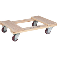 Hardwood Dolly, Polyurethane Wheels, 900 lbs. Capacity, 18" W x 24" D x 7" H Fastek
