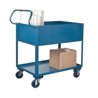 Deep Lipped Service Cart, 2 Tiers, 24" W x 47" H x 36" D, 1200 lbs. Capacity Fastek