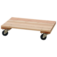 Solid Platform Wood Dolly, Rubber Wheels, 900 lbs. Capacity, 16" W x 24" D x 6" H Fastek