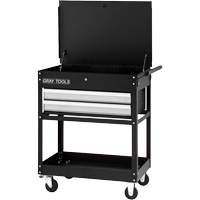 Utility Cart, 2 Drawers, 30-1/4" L x 19" W x 35-3/4" H, Black Fastek