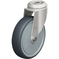 Stainless Steel Thermoplastic Elastomer Caster, Swivel, 5" (127 mm) Dia., 265 lbs. (120 kg.) Capacity Fastek