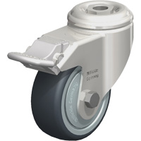 Stainless Steel Thermoplastic Elastomer Caster, Swivel with Brake, 3-1/8" (79.5 mm) Dia., 220 lbs. (100 kg.) Capacity Fastek