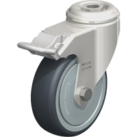Stainless Steel Thermoplastic Elastomer Caster, Swivel with Brake, 4" (102 mm) Dia., 240 lbs. (108 kg.) Capacity Fastek