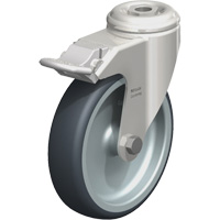 Stainless Steel Thermoplastic Elastomer Caster, Swivel with Brake, 5" (127 mm) Dia., 265 lbs. (120 kg.) Capacity Fastek