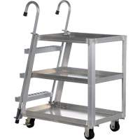 Stockpicker Truck, Aluminum, 21-7/8" W x 40" D, 3 Shelves, 660 lbs. Capacity Fastek