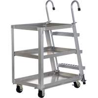 Stockpicker Truck, Aluminum, 21-7/8" W x 40" D, 3 Shelves, 660 lbs. Capacity Fastek