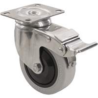 2309 Caster with Double Locking Brake, Swivel with Brake, 4" (101.6 mm), Envirothane Grey, 350 lbs. (158.8 kg.) Fastek