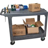 Flat-Shelf Utility Service Cart, 2 Tiers, 25-1/4" x 32-1/4" x 44", 550 lbs. Capacity Fastek