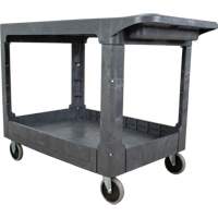 Flat-Shelf Utility Service Cart, 2 Tiers, 25-1/4" x 32-1/4" x 44", 550 lbs. Capacity Fastek