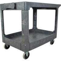 Flat-Shelf Utility Service Cart, 2 Tiers, 25-1/4" x 32-1/4" x 44", 550 lbs. Capacity Fastek