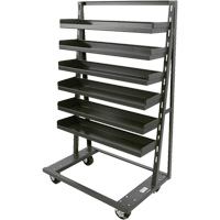 Single-Sided Heavy Duty A-Frame Cart with 6 Lipped Trays, 38" x 25" x 63", 2500 lbs. Capacity Fastek