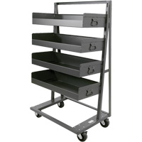 Single-Sided Heavy Duty A-Frame Cart with 4 Large Lipped Trays, 38" x 25" x 63", 2500 lbs. Capacity Fastek